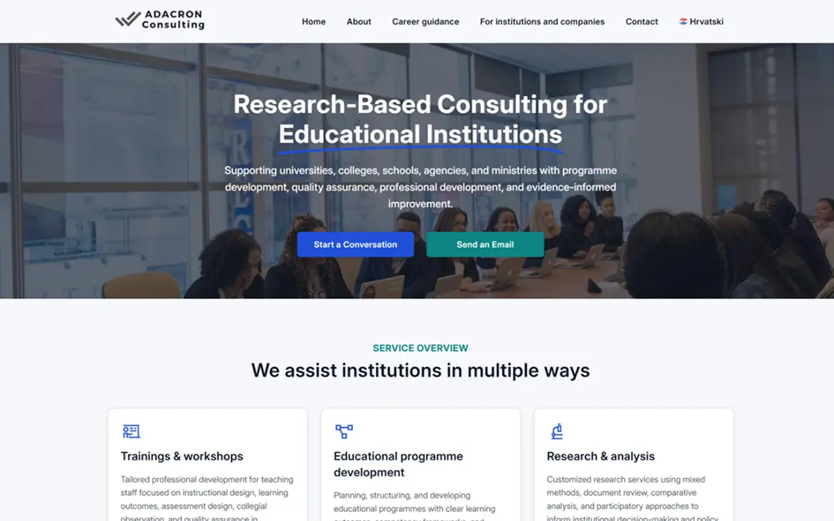 ADACRON Consulting website homepage